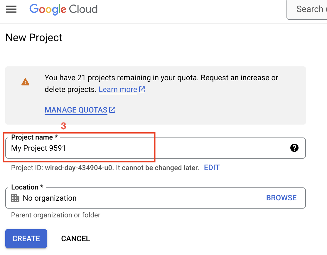 Create Google Project