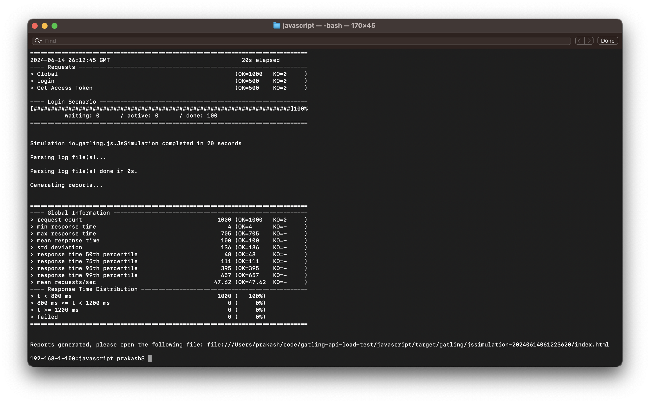 simulation output